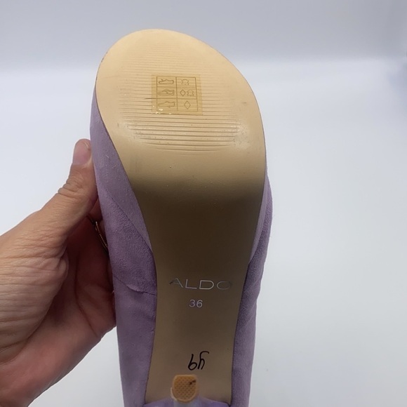 Aldo - Bright Soft Lavender Suede Rounded Toe High Heel Size 36 - Picture 15 of 15